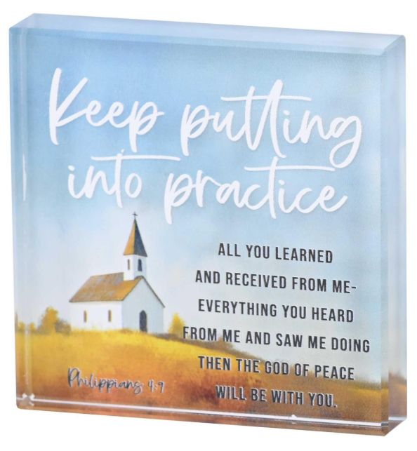 Tabletop Glass Plaque Church Keep 3X3