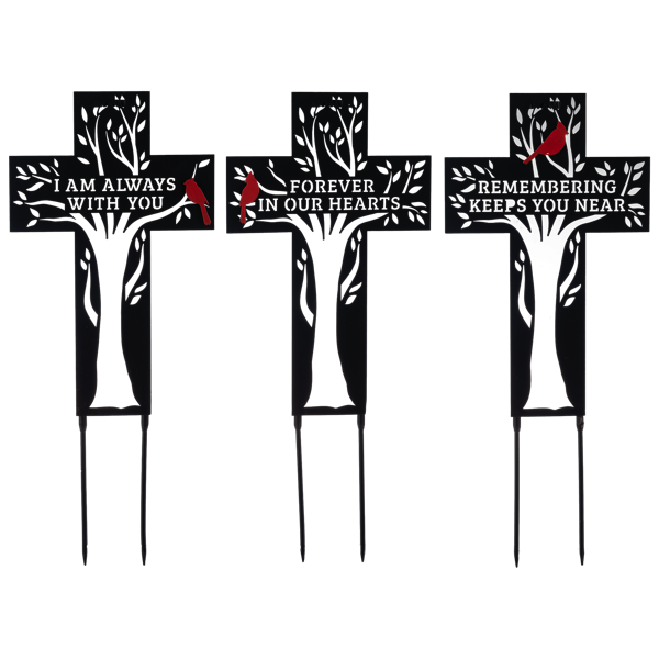 Laser Cut Cardinal Memorial Cross Stake