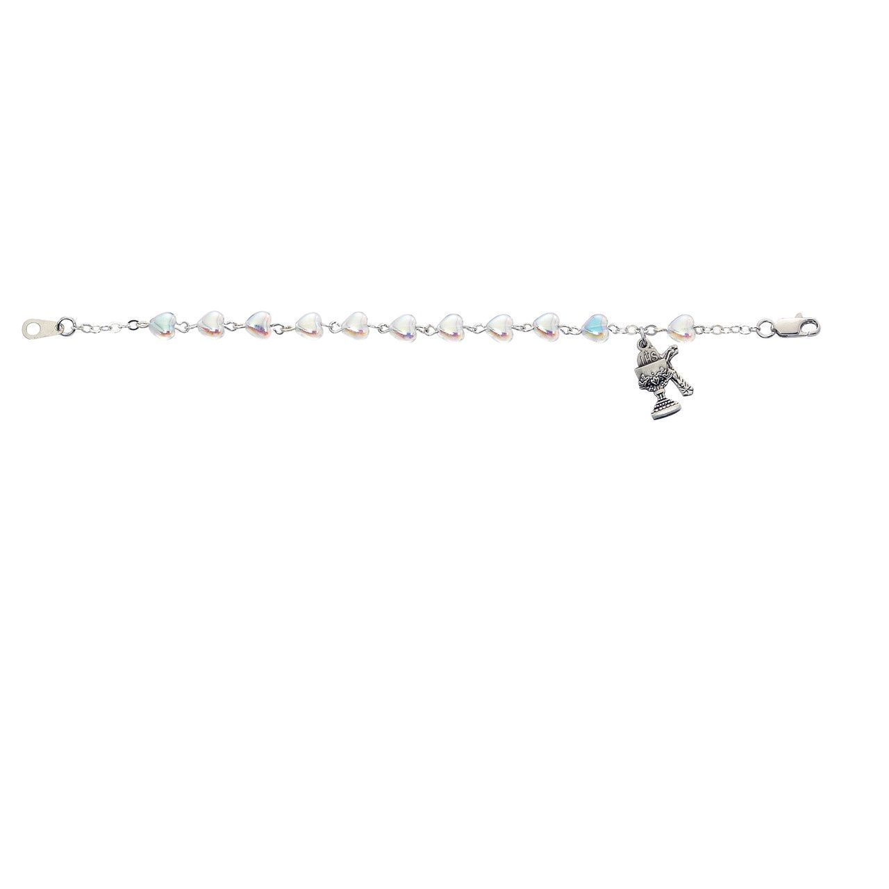 (BR76W) 6 1/2" CRYSTAL HEART BRACELET