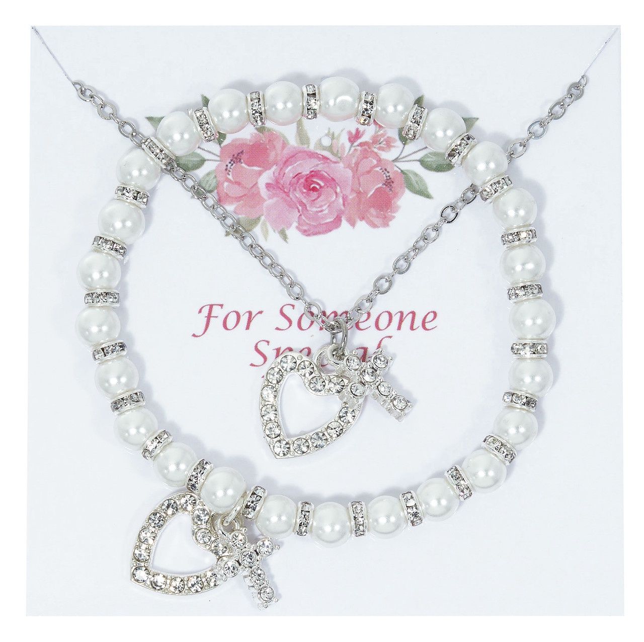 (PND14) PEARL BRAC WITH CRYS PENDANT