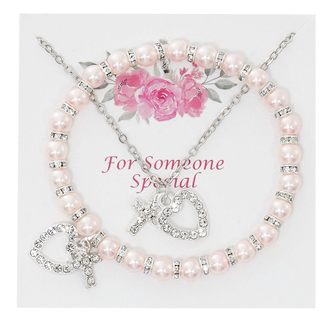 (PND34) PINK PEARL BRAC &amp; CRYS PENDANT