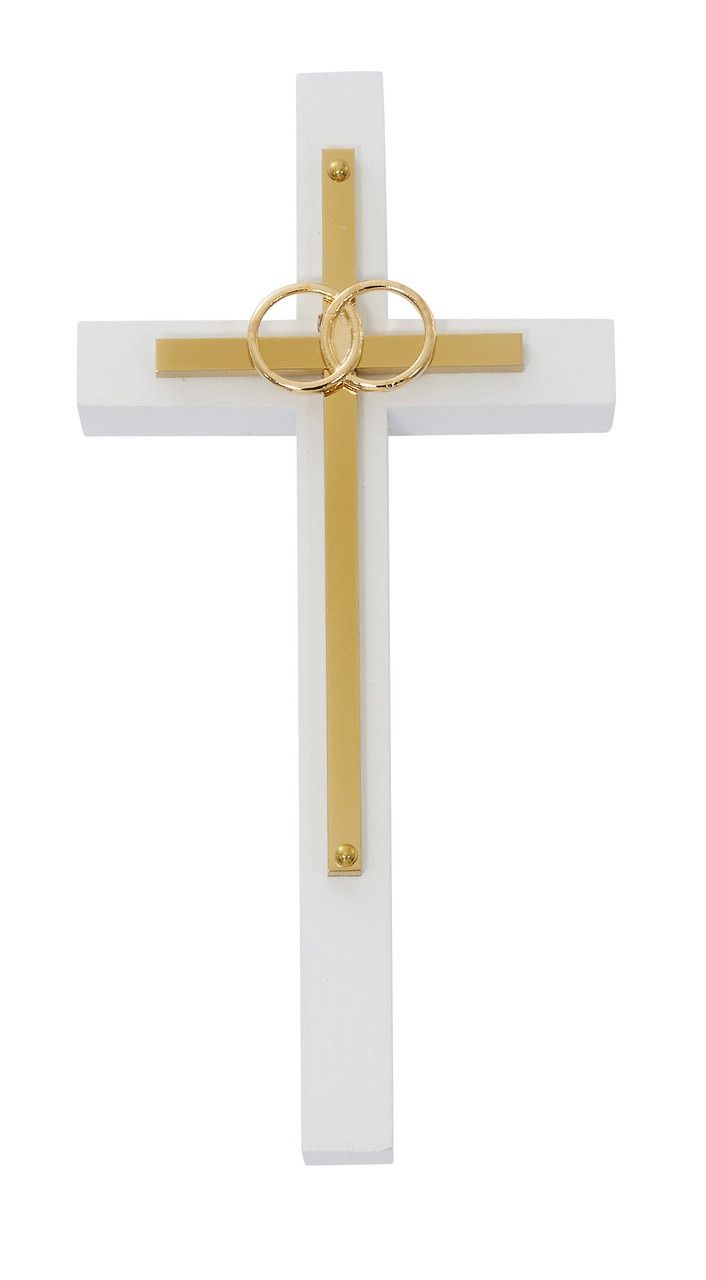 (71-10) 6" WITH 2X4 BRASS ON WHITE CROSS