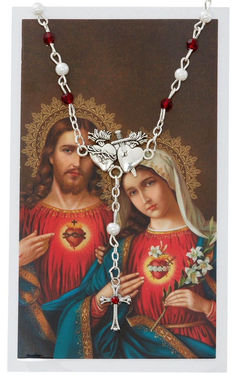 (NK96C) TWO HEART PEARL &amp; GARNET NECKLACE