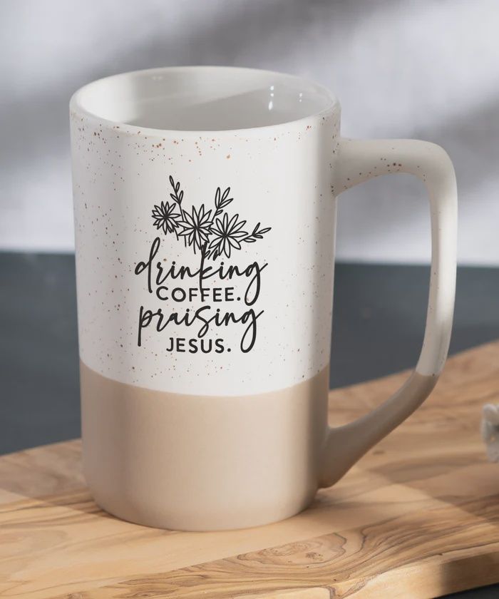 Drinking Coffee Praising Jesus Pebble Mug