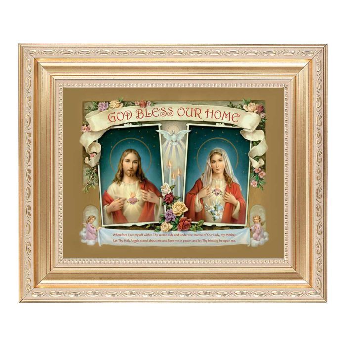 10 1/4" x 12 1/4" Satin Gold Frame with an 8" x 10" House Blessing-SHJ-IHM Print