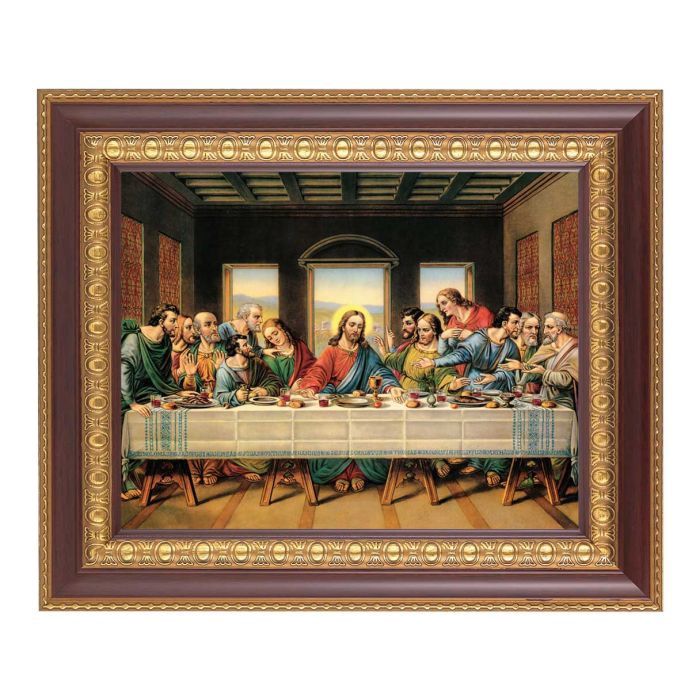 11 1/2" x 13 1/2" Cherry Frame with Gold Trim with an 8" x 10" The Last Supper Print
