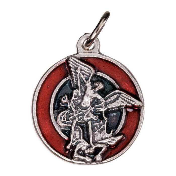 St. Michael Medal with Red Epoxy