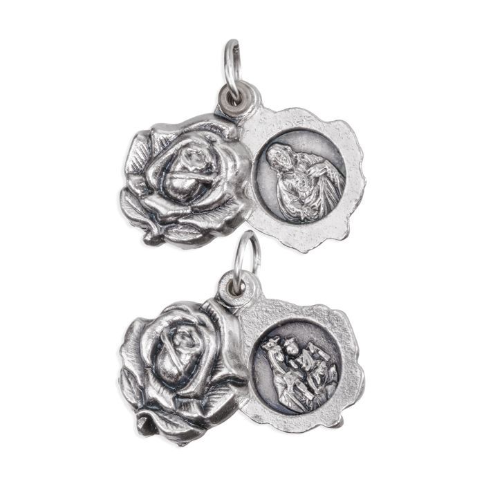 1/2 inch Rosebud Medal with SHJ and O.L. of Mt. Carmel