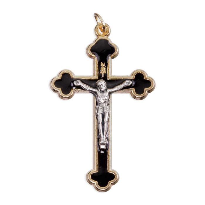 2" Gold Crucifix with Black Epoxy