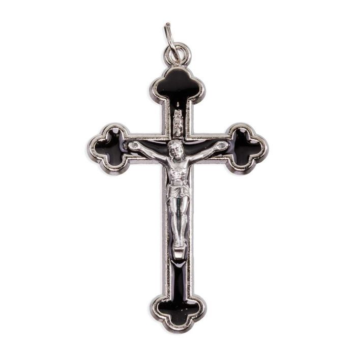 2" Silver Crucifix with Black Epoxy