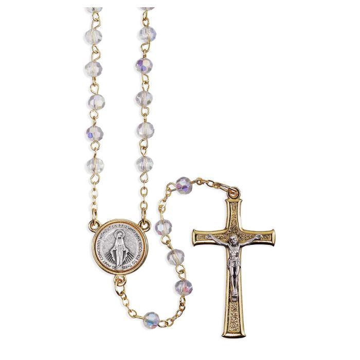 5mm Tin Cut Crystal Rosary with Gold Findings