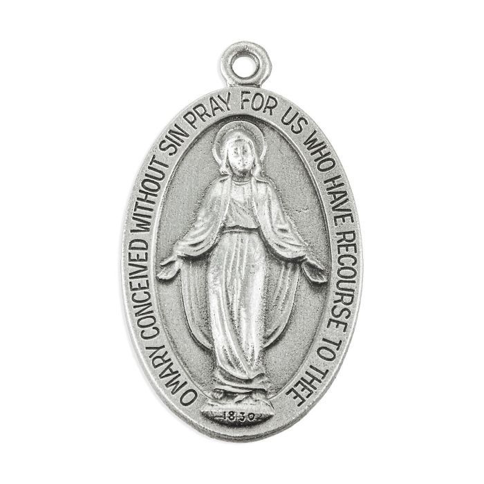 Miraculous Genuine Pewter Medal on a 24" Chain, Boxed