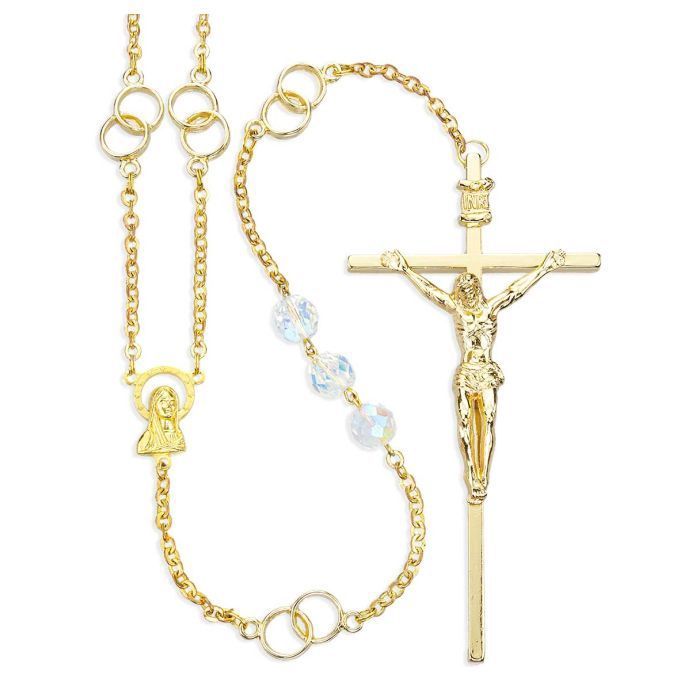 10mm Gold Plated Glass Aurora Wedding Lasso Rosary Set