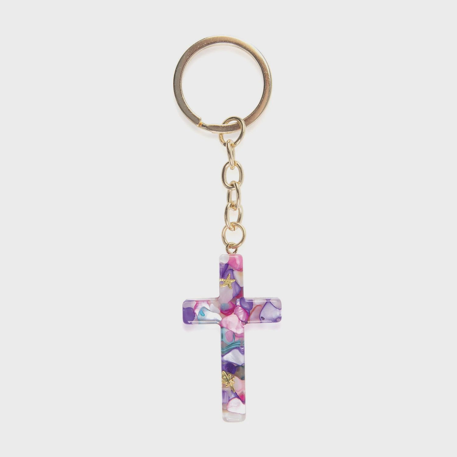Cross Key Ring - Multicolor with Star