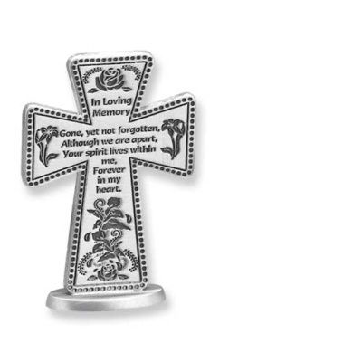 IN LOVING MEMORY 3 IN STANDING MESSAGE CROSS GIFT BOXED