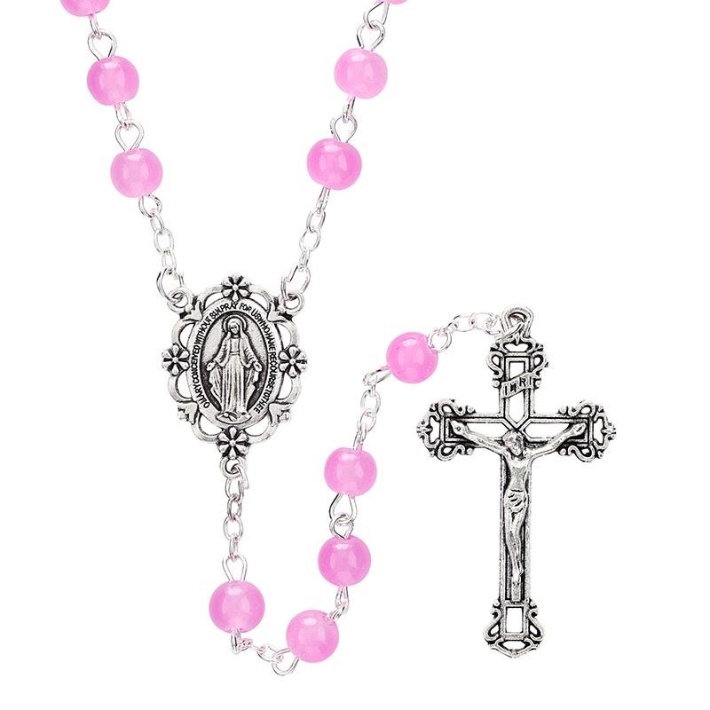 Dark Pink Plastic Rosary