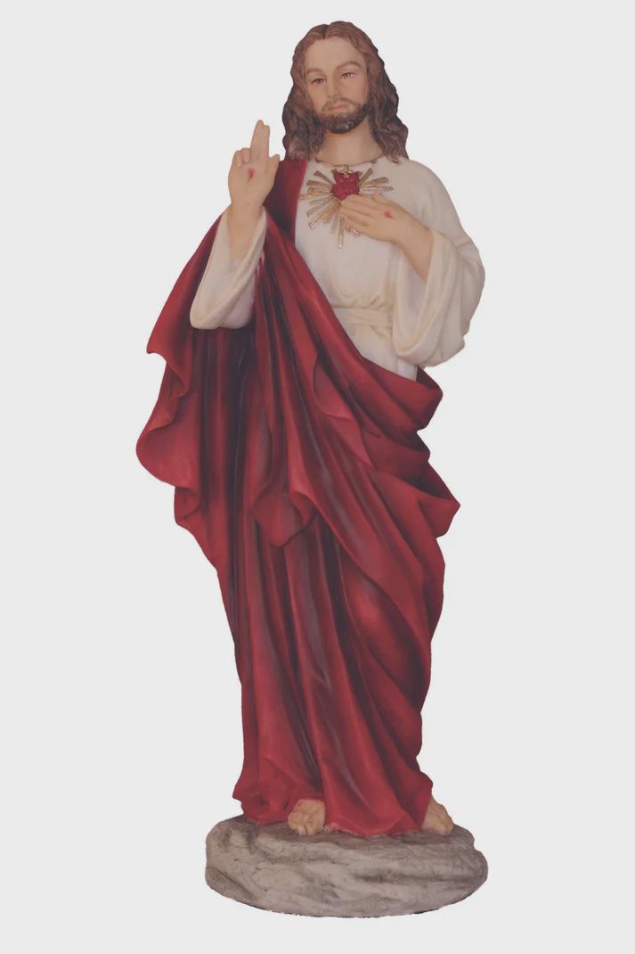 Sacred Heart of Jesus in fully hand-painted color