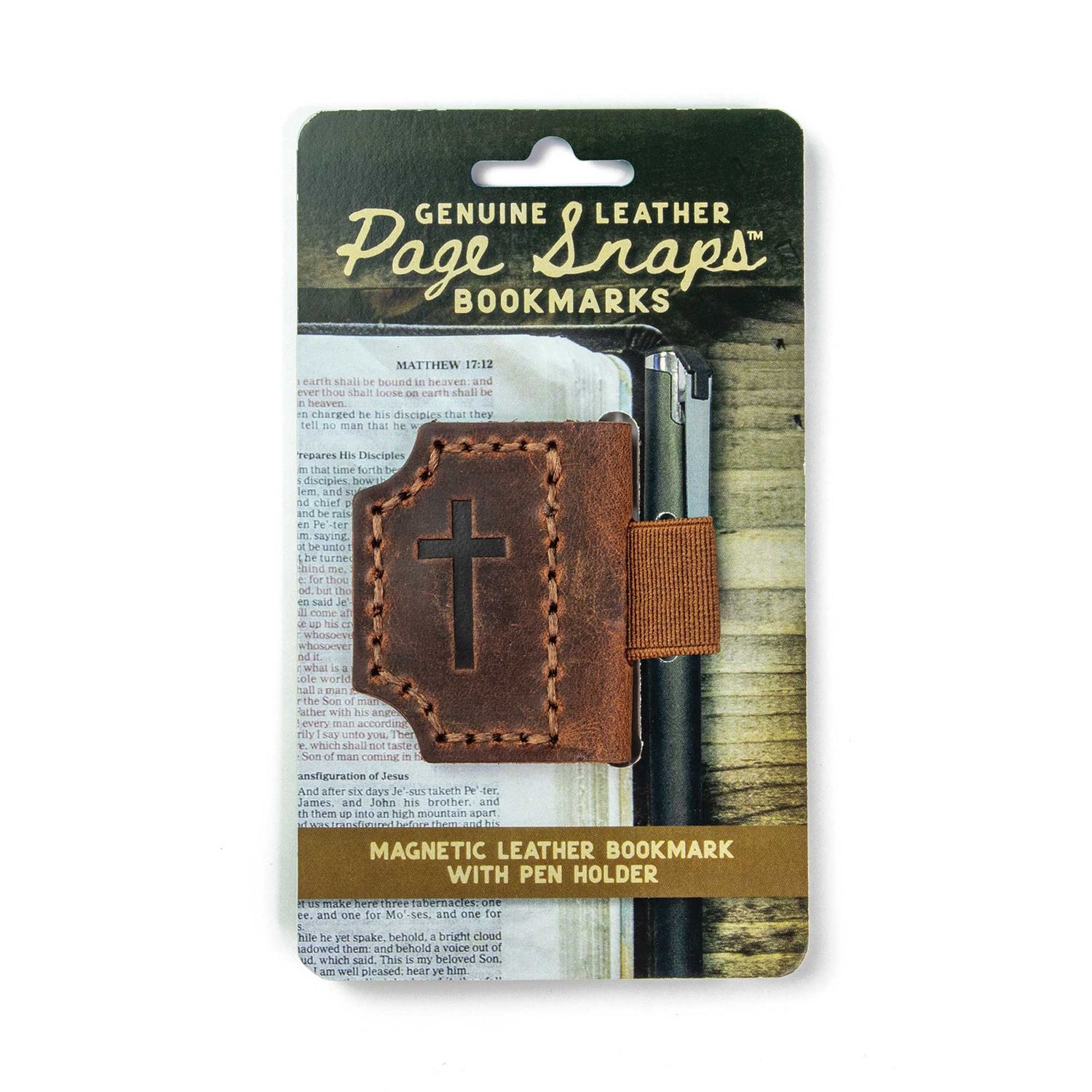 Page Snaps Genuine Leather Bookmark – Cross, Brown