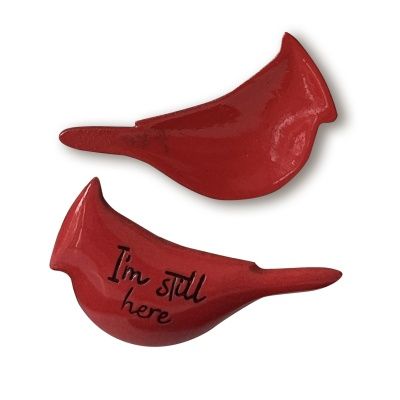 RED STILL HERE CARDINAL THUMB STONE