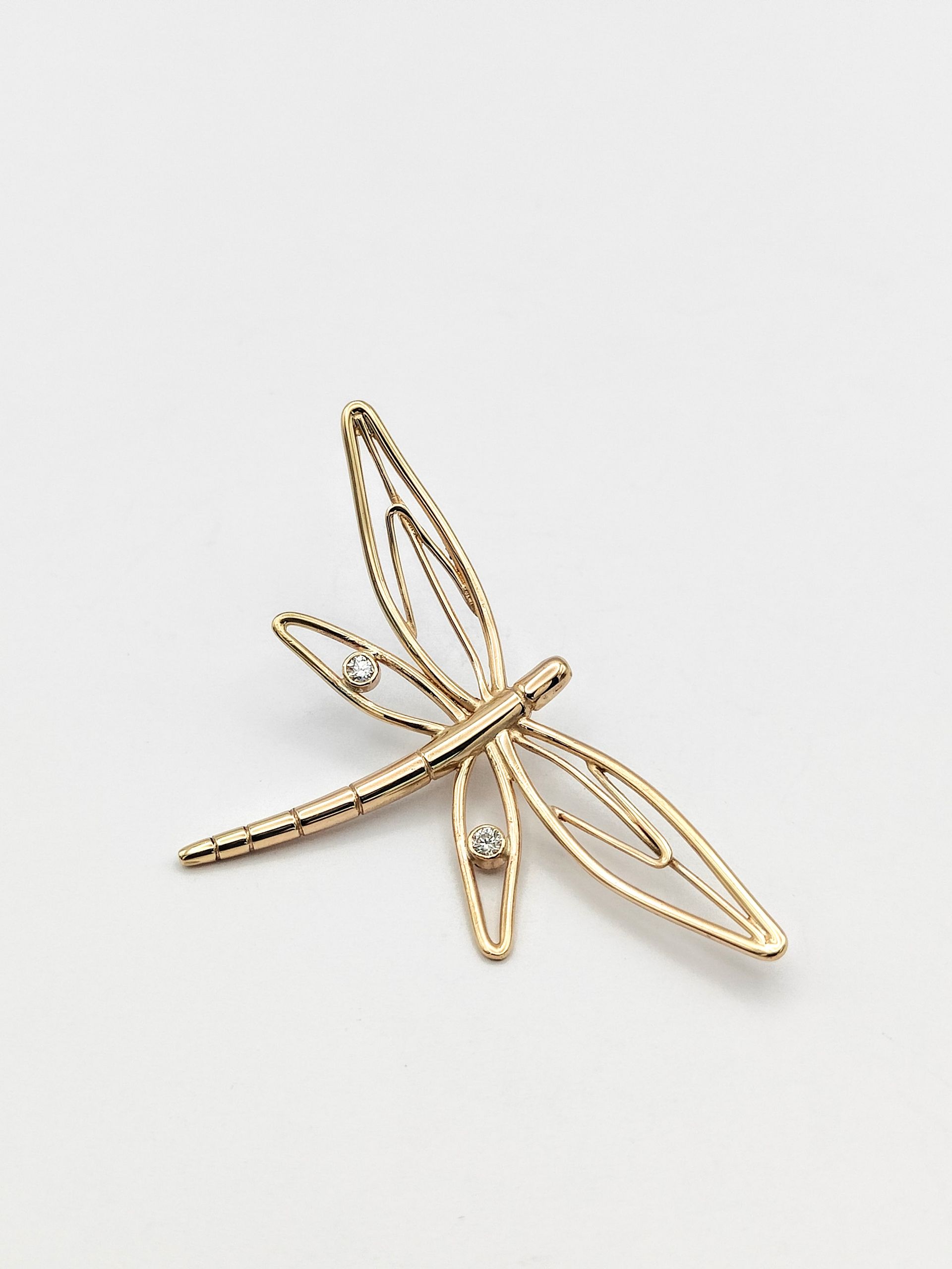 Mystical Dragonfly & Diamonds Gold Pendant