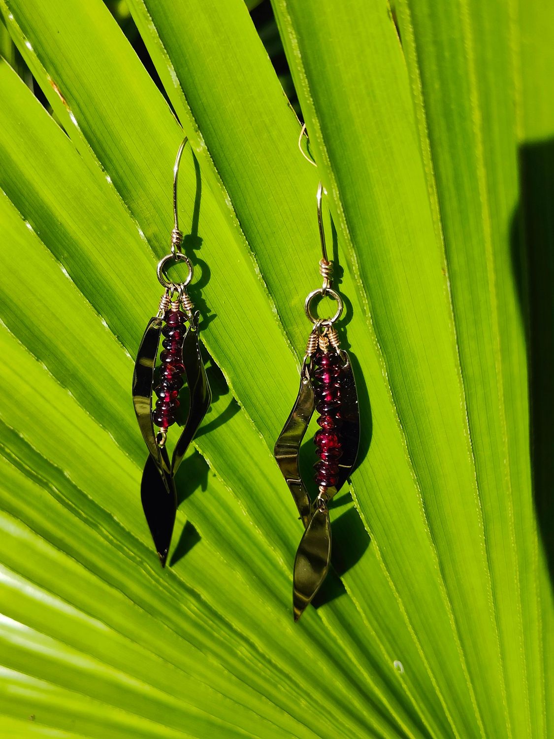 Garnet Leaves Earrings