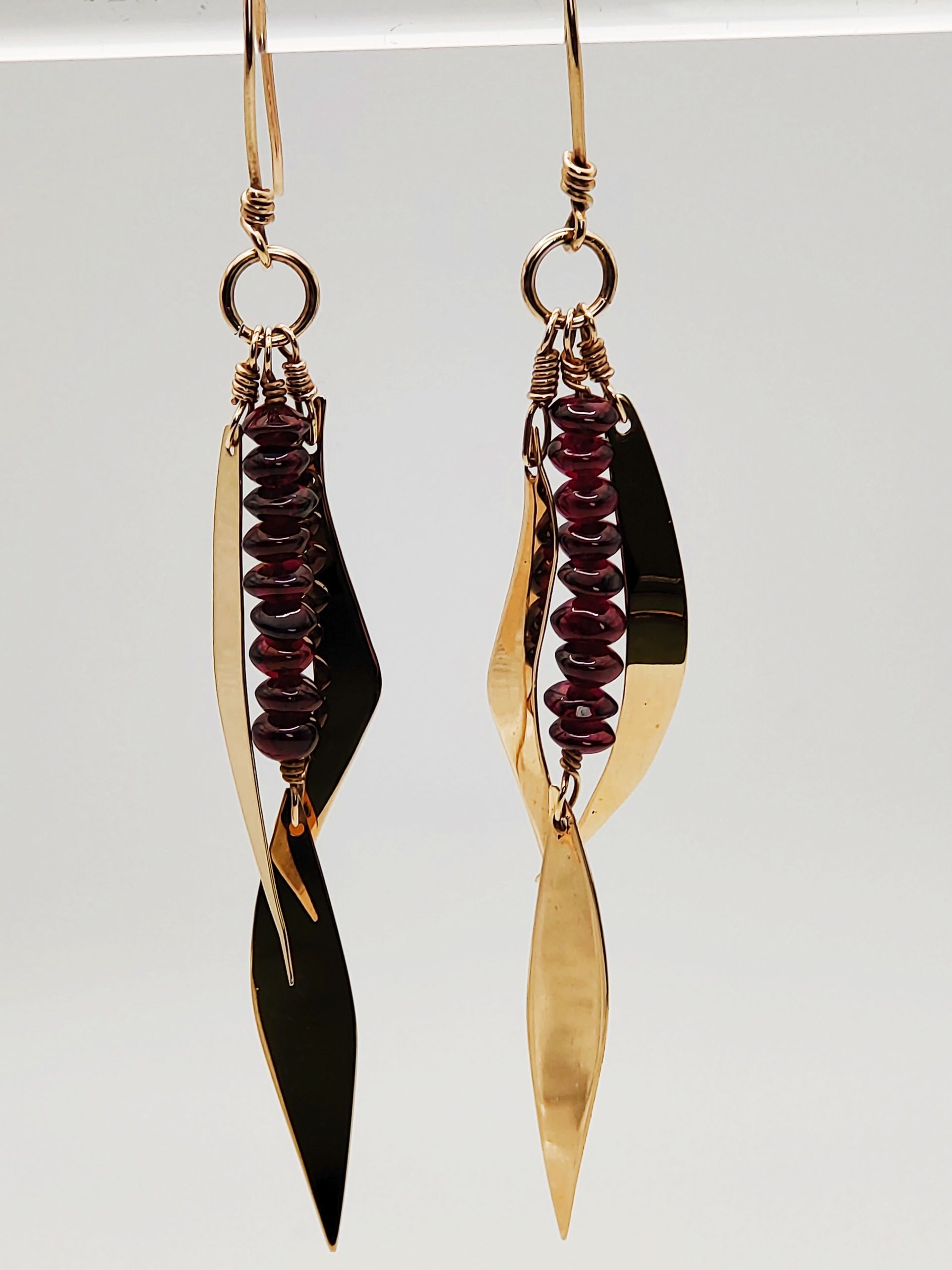 Garnet Leaves Earrings