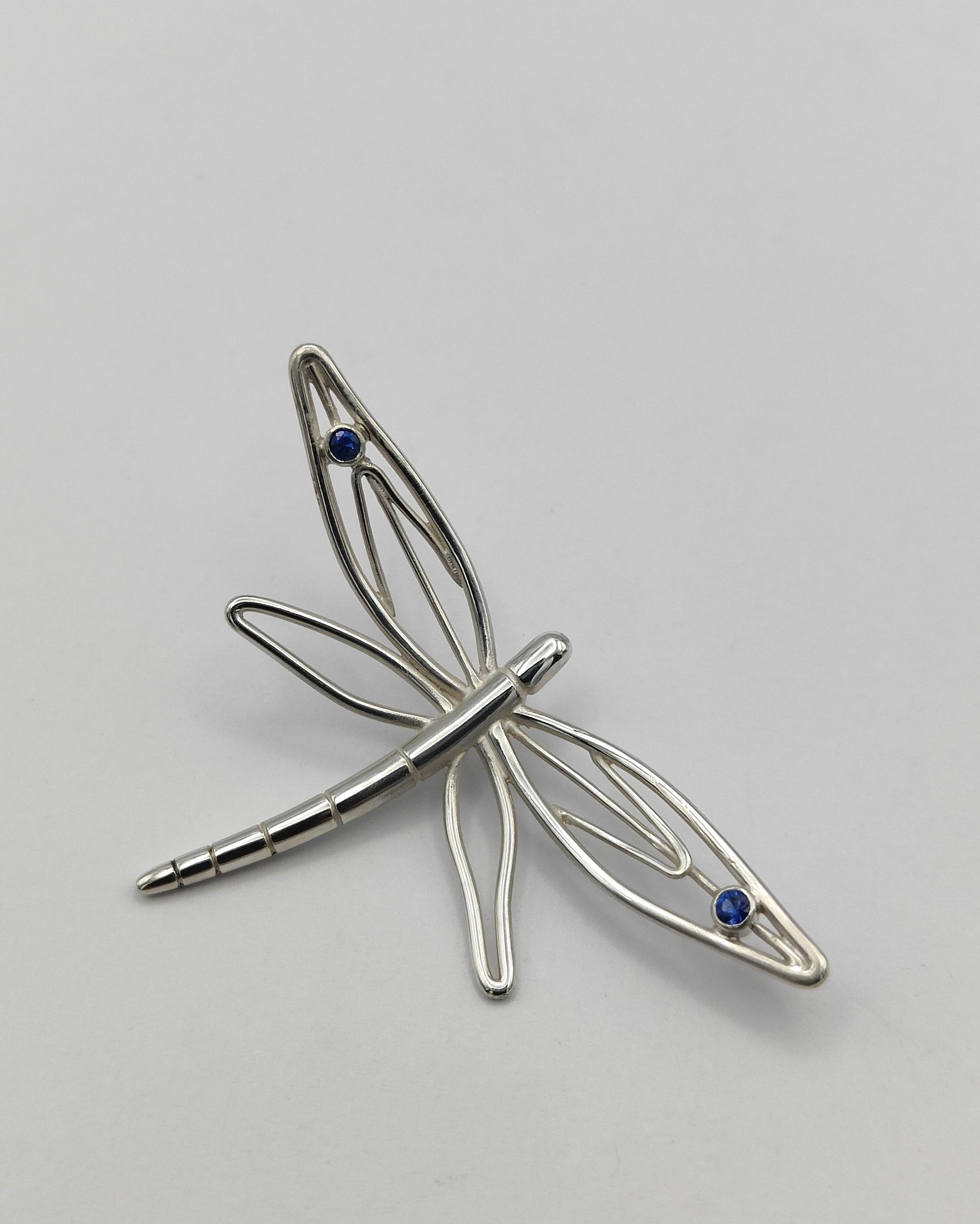 Sapphire & Silver Dragonfly Pendant