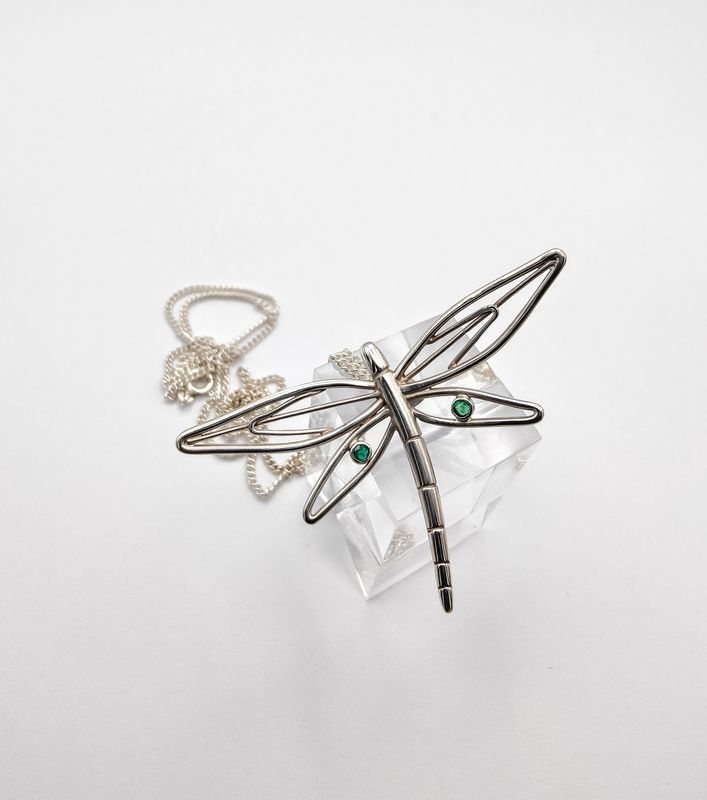 Emerald Silver Mystical Dragonfly