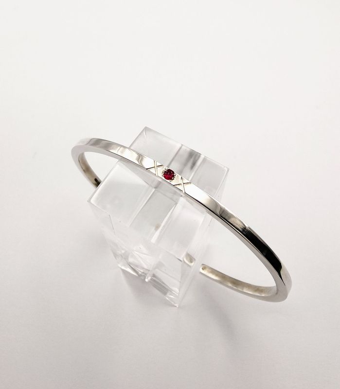 Love & Kisses Ruby & Silver Bangle