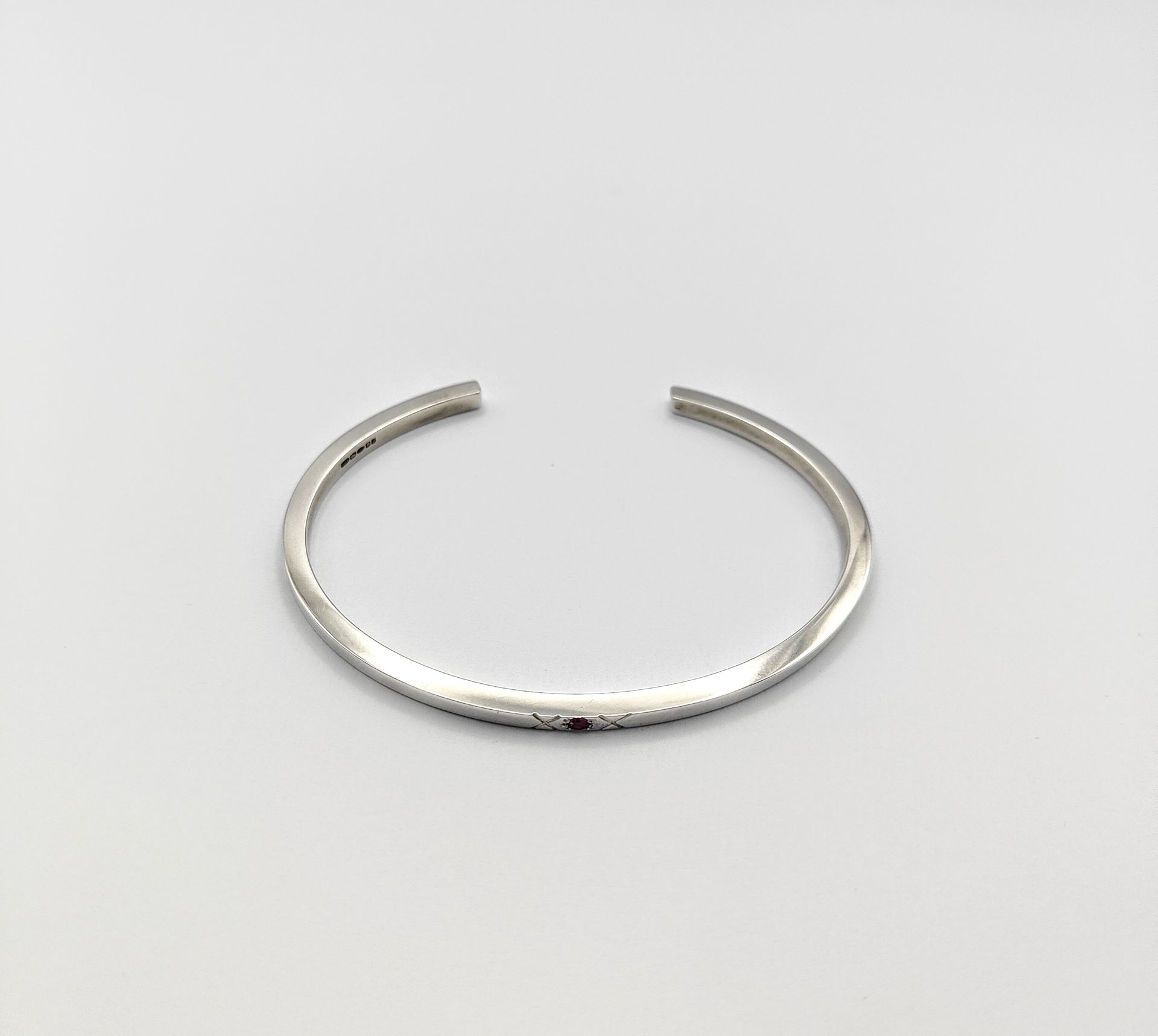 Love & Kisses Ruby & Silver Bangle