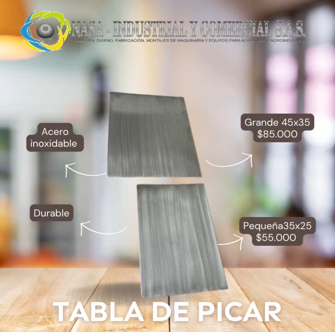 Tabla para picar acero inox