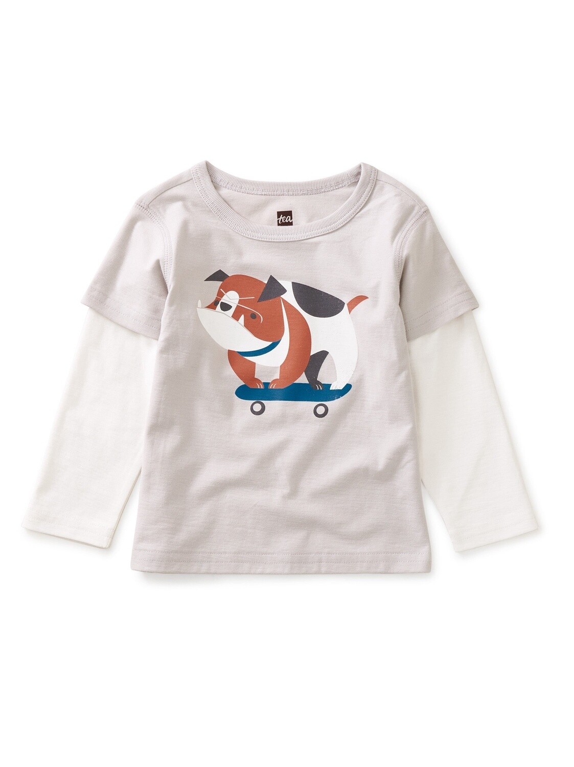 Tea Skatin&#39; Dog Baby Graphic Tee- Dove