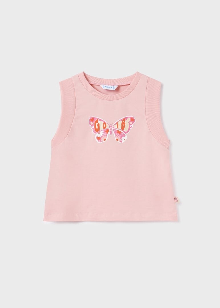 Mayoral Jr Girls Butterfly Tank- Blush