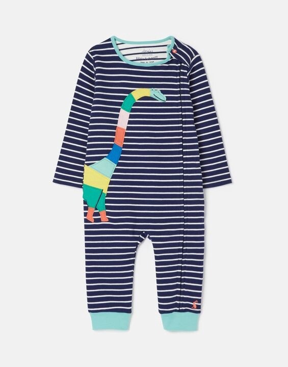 Joules Infant Dino Zip Footie- Navy Stripe