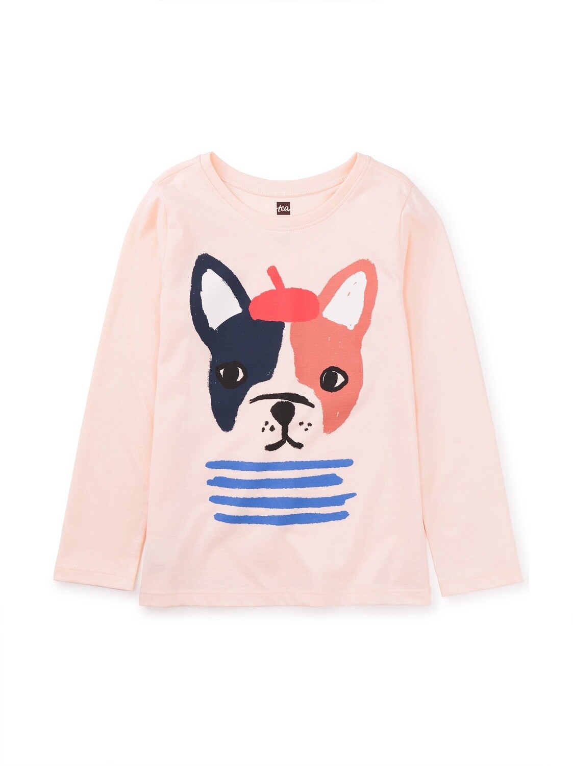 Tea French Bulldog Long Sleeve Tee- Creole Pink