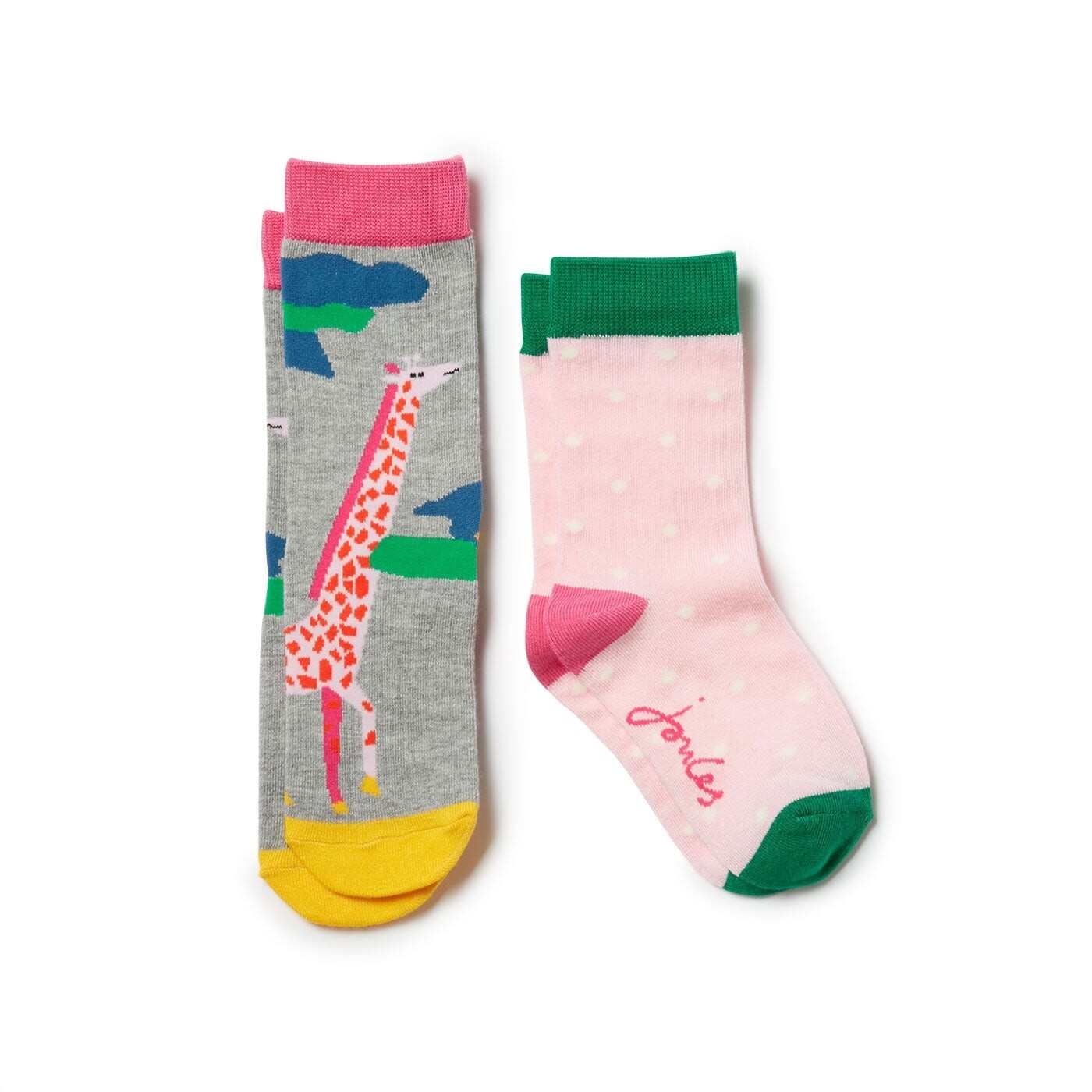 Joules 2pk Giraffe Socks- Pink