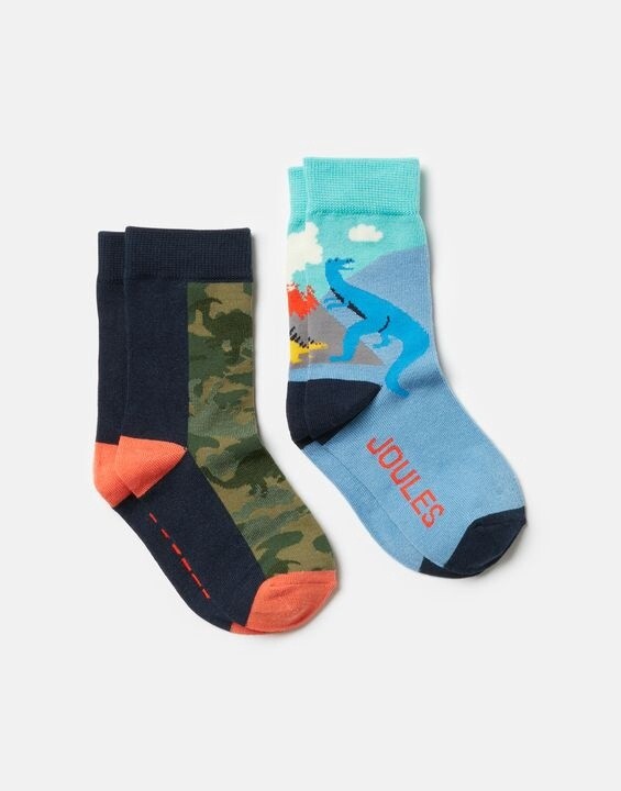 Joules 2pk Socks-Dino/Camo