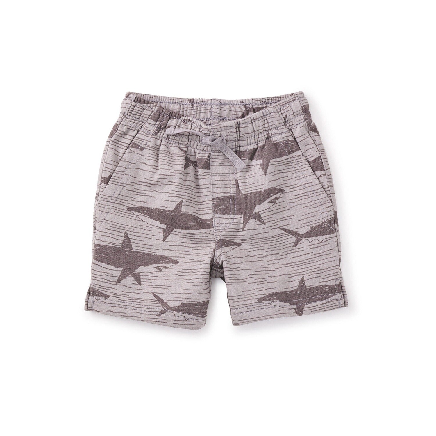 Tea Boys Shark Print Short- Stealth Grey