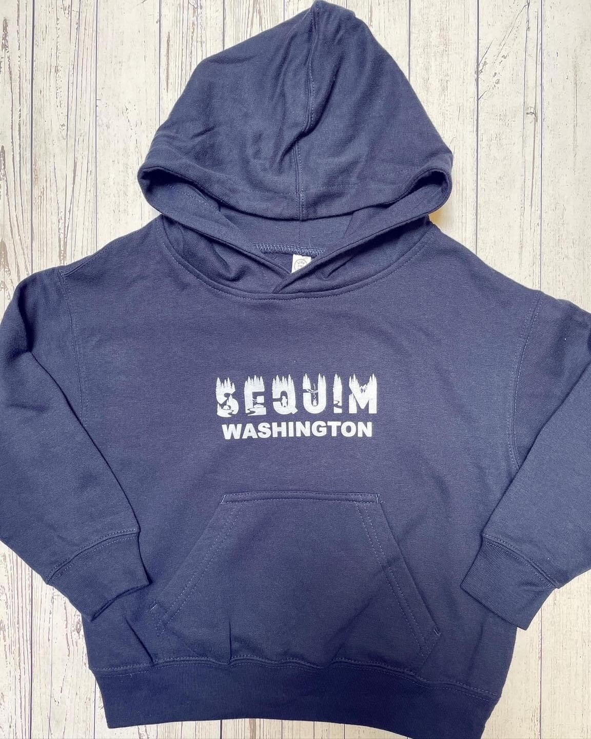 Sequim, WA Kids Pocket Hoodie- Navy