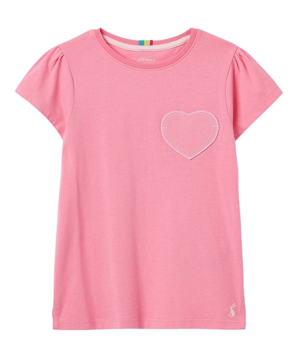 Joules Girls Heart Pocket Tee- Pink