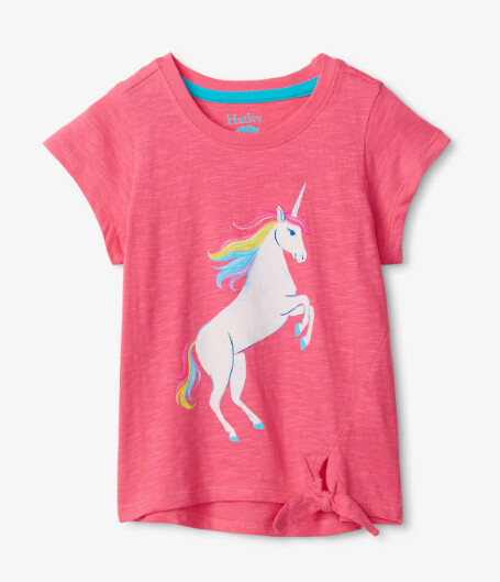 Hatley Unicorn Tie-front Tee- Hot Pink