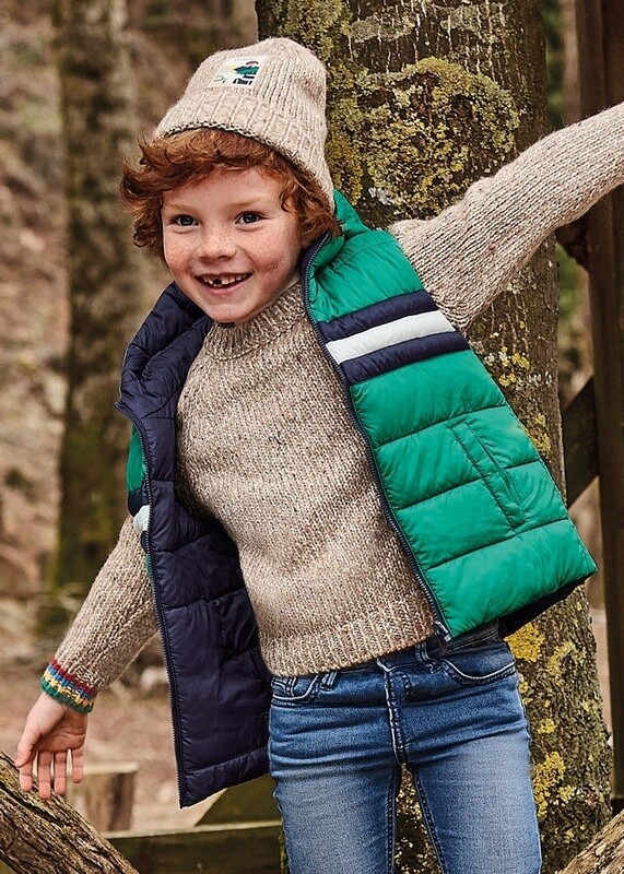 Mayoral Reversible Hooded Vest- Green