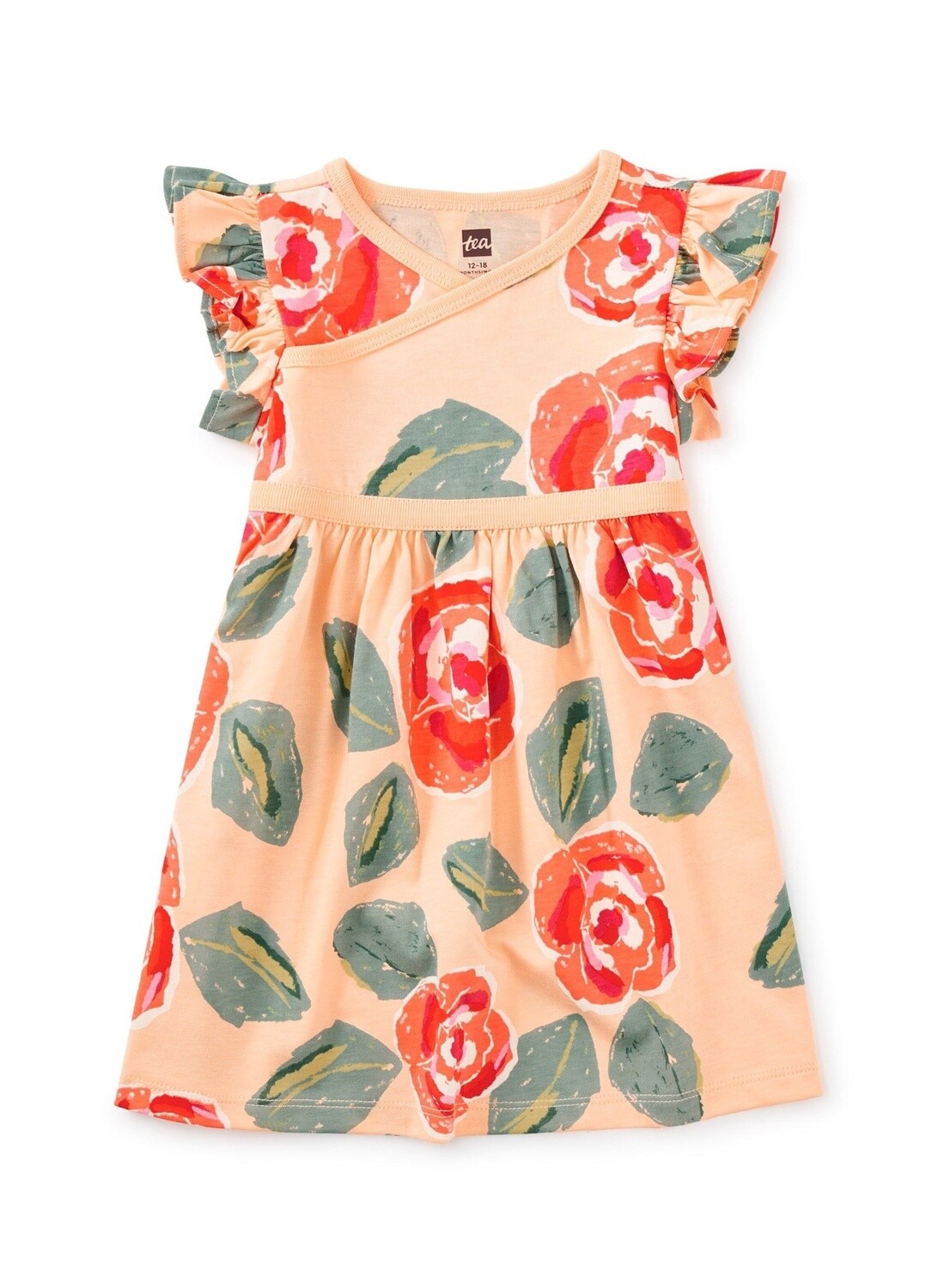 Tea Baby Wrap Neck Dress- Classic Rose