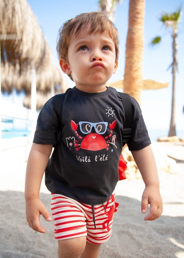 Mayoral Infant Viola Crab Tee- Dark Gray