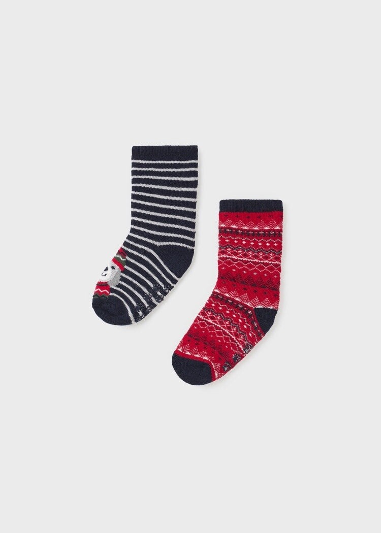 Mayoral 2pk Anti-slip Socks- Navy Puppy