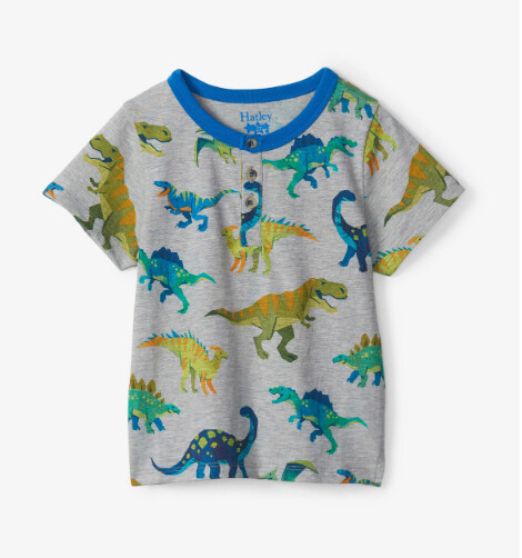 Hatley Dino Henley Tee- Colorblock
