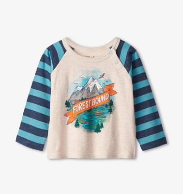 Hatley Forest Bound Long Sleeve Baby Tee- Cream/Blue