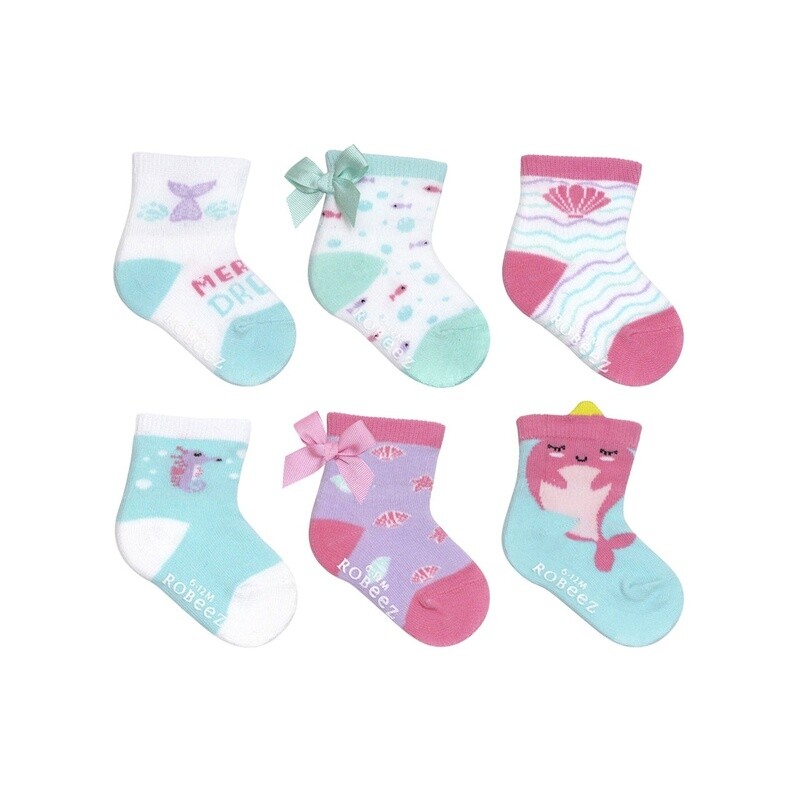 Robeez 6pk Infant Socks- Mermaid