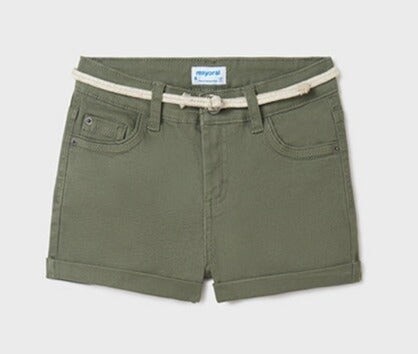 Mayoral junior girls belted twill short- Seaweed