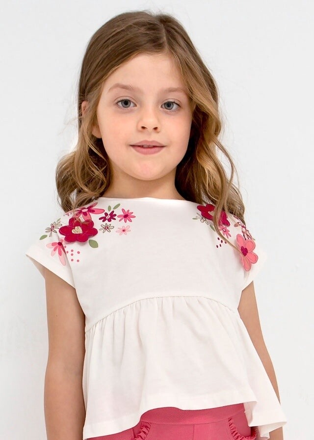 Mayoral Embroidered Tee- Natural